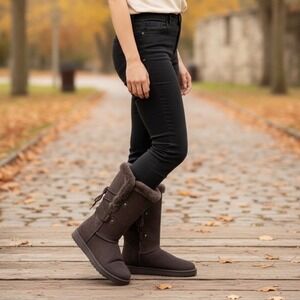 Arizona Shawner Suede Faux-Fur Lined Lace Up Winter Boots-  Color Truffle Size 8